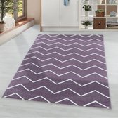 Flycarpets Sara Modern Paars Vloerkleed Zigzag Design Laagpolig - Tapijt - Voor binnen -160x230 cm