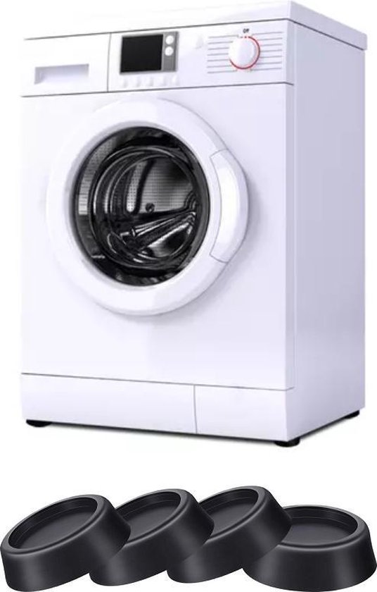 Trillingsdempers Wasmachine & Droger – Set van 4 stuks – Zwart - Wasmachine Geluidsdempers / Vibratiedempers – Pads / Voetjes – Antislip rubber - Extra dik - Merkloos