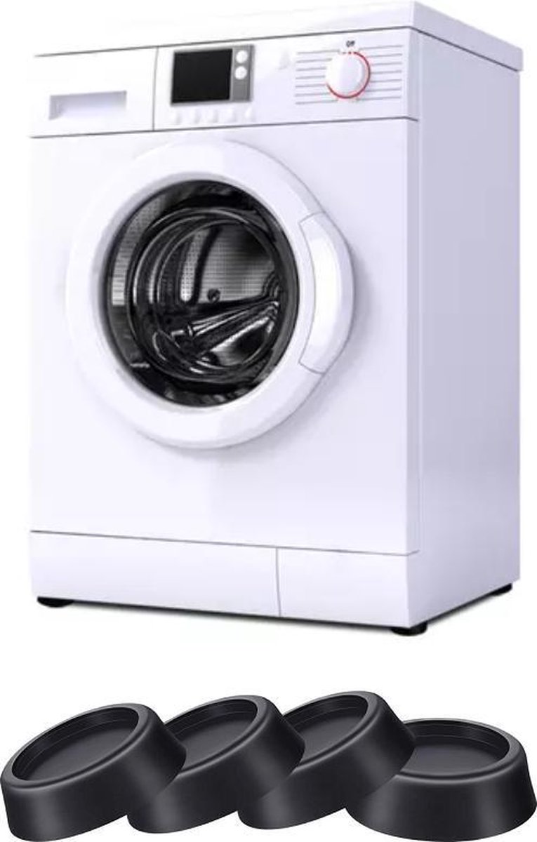 Trillingsdempers Wasmachine & Droger – Set van 4 stuks – Zwart - Wasmachine Geluidsdempers / Vibratiedempers – Pads / Voetjes – Antislip rubber - Extra dik — afbeelding 3