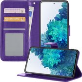 Samsung S20 FE Hoesje Book Case Hoes - Samsung Galaxy S20 FE Case Hoesje Portemonnee Cover - Samsung S20 FE Hoes Wallet Case Hoesje - Paars