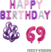 69 jaar Verjaardag Versiering Ballon Pakket Pastel & Roze