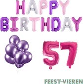 57 jaar Verjaardag Versiering Ballon Pakket Pastel & Roze