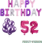 52 jaar Verjaardag Versiering Ballon Pakket Pastel & Roze
