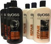 Syoss Repair Shampoo & Conditioner - 3 x 500 ml Shampoo & 3 x 500 ml Conditioner - Voordeelverpakking