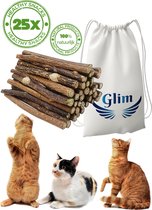 Glim® 25 stuks voordeelverpakking - 100% natuurlijk en A-kwaliteit - matatabi stokjes - Katten speelgoed - Kauwen voor gebitsverzorging - Catnip effect