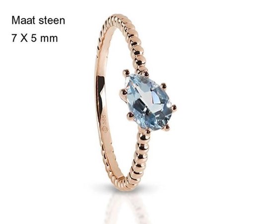 Exclusieve rosé gouden ring met grote Aquamarijn, met luxe doos | bol.com