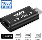 Simons HDMI Capture Card - HDMI naar USB 2.0 - Video Capture - Live Streamen - Recorden - Opnemen