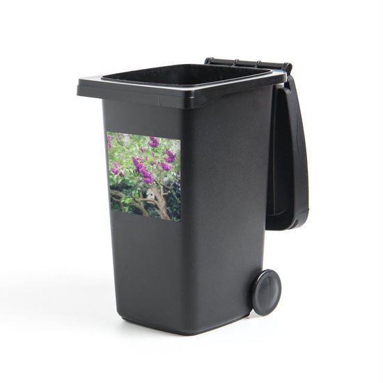Autocollant de conteneur Lilas - Lilas violets dans un arbre - 40x40 cm - autocollant de poubelle à roulettes - autocollant de conteneur résistant aux intempéries