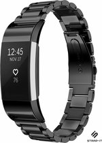 Stalen Smartwatch bandje - Geschikt voor  Fitbit Charge 2 stalen band - zwart - Strap-it Horlogeband / Polsband / Armband