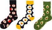 Binkie Socks Box | 3 paar Heren Sokken | Appel, Ei & Avocado Sokken | Maat 43-46