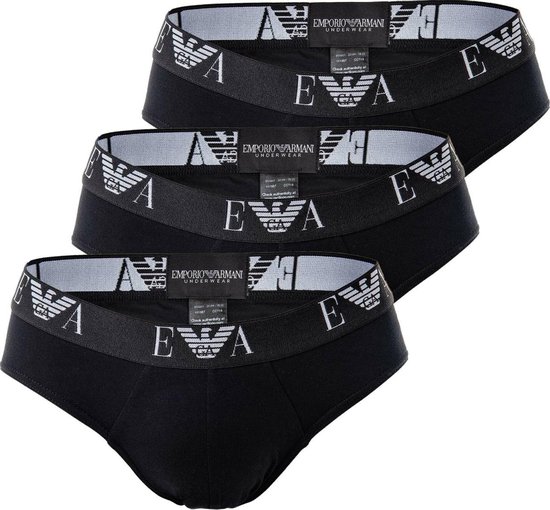 Emporio Armani stretch 3P slips zwart - XL