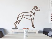 HOUTEN WANDDECORATIE / WOODEN WALL DECORATION - GEOMETRISCHE MUURDECORATIE / GEOMETRIC WALL ART - WINDHOND / GREYHOUND / WHIPPET - 50 x 43cm - DONKER HOUT / DARK WOOD - ORIGAMI DES