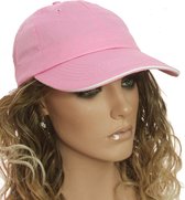 Trendy lichtgewicht katoenen baseball cap dames zomerpet kleur roze maat one size