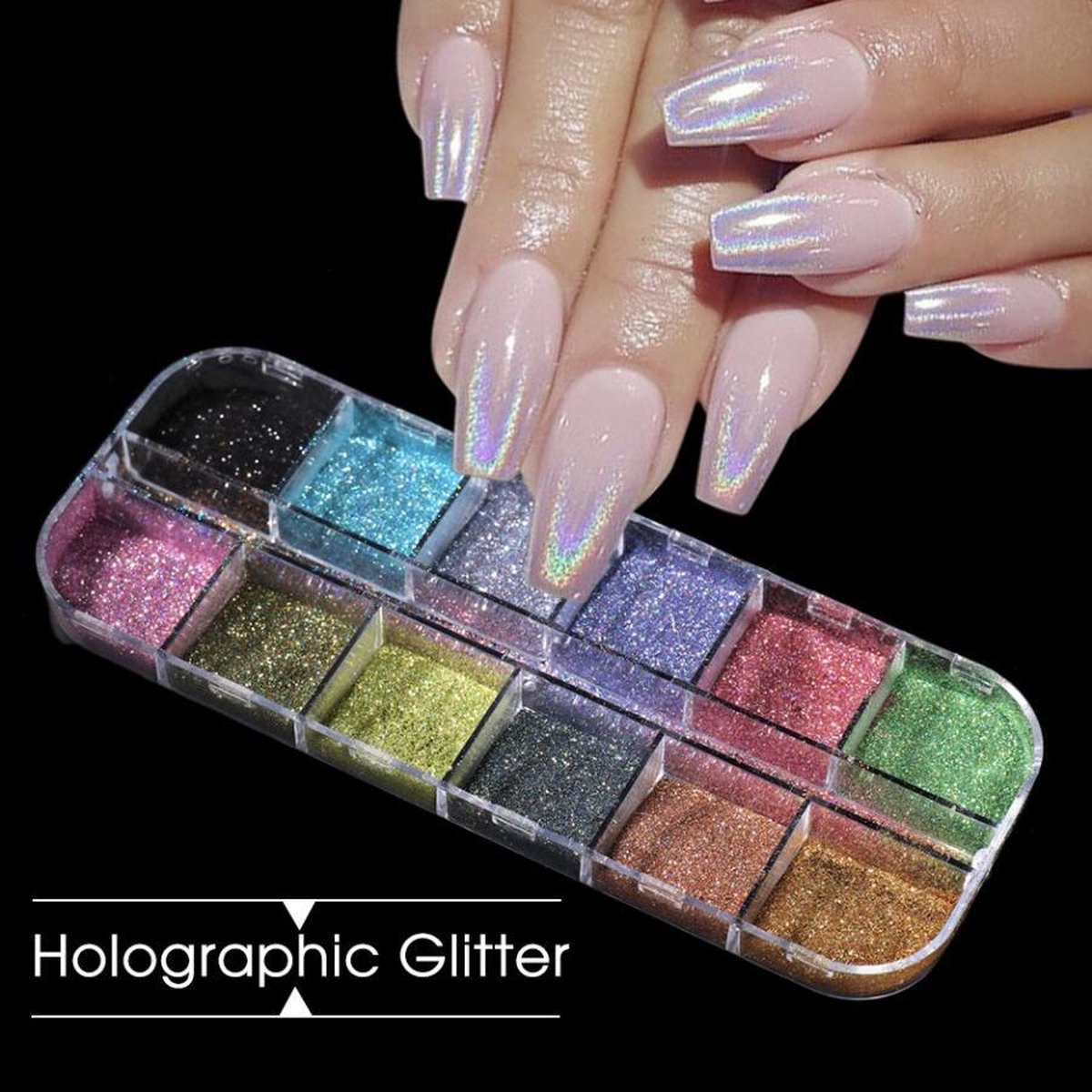 Goedkoopste GUAPÀ - Nagel Nail Art Holografische Glitter Poeder - Diverse Kleuren - 12 stuks