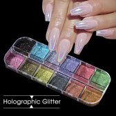 GUAPÀ - Nagel Nail Art Holografische Glitter Poeder - Diverse Kleuren - 12 stuks