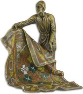 Beeldje - brons - gekleurd - Arabische tapijtverkoper - 20,2cm hoog