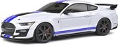 Ford Mustang GT500 (Wit/Blauw) (30cm) 1/18 Solido - Modelauto - Schaalmodel - Model auto - Miniatuurautos - Miniatuur auto