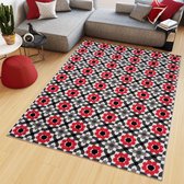 Tapiso Maya Vloerkleed Rood Slaapkamer Gebloemd Tapijten Maat- 250x300