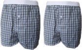 Embrator 2-stuks mannen Boxershort geruit wit/zwart/blauw XL