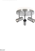 Cato plafondlamp (3 spots + indirecte licht) Aluminium (Dimbaar)