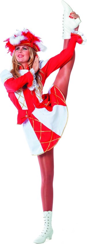 Wilbers & Wilbers - Dans & Entertainment Kostuum - Showmeisje Dansmarietje, Rood - Vrouw - Rood - Maat 38 - Carnavalskleding - Verkleedkleding