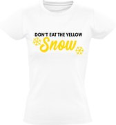 Don't eat Yellow Snow dames t-shirt | Gele sneeuw  | Wintersport | Ijs |  Wit