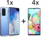 Samsung A02S hoesje transparant - Samsung Galaxy A02S hoesje case siliconen hoesjes cover hoes - Hoesje Samsung A02S - 4x Samsung A02S Screenprotector