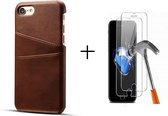 GSMNed –PU Leren Card Case iPhone 7/8 Bruin – hoogwaardig leren Card Case Bruin – Card Case iPhone 7/8 Bruin – Card Case voor iPhone Bruin – Pasjeshouder – met screenprotector iPho