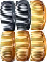 9 X 5CM INSTEEKKAM - ZIJKAM - HAARSPELD - HAARKAMMEN - BRUIN - ZWART - 6 STUKS