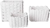 Velvet - Mand - Set van 3 - Wit - Koord - 27x20xh25-26x21xh16-22x17xh13cm