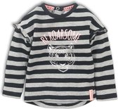 Dirkje - Meisjes T Shirt - Zwart/grijs gestreept - Maat 56