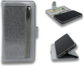 Apple iPhone 11 PRO MAX Silver / Wallet / Glitter Book Case / Boekhoesje/ Telefoonhoesje met rits en silicone binnenkant