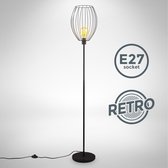 B.K.Licht - Industriële Vloerlamp - met 1 lichtpunt - voor binnen - voor woonkamer - zwarte staande lamp - staanlamp - metalen leeslamp - h: 159.6cm - E27 fitting - excl. lichtbron