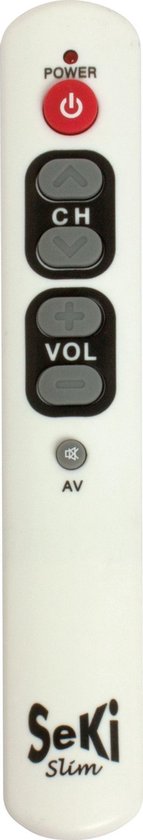 Universele afstandsbediening. Slank en zeer eenvoudig te bedienen -slechtzienden / senioren - Seki Slim Wit