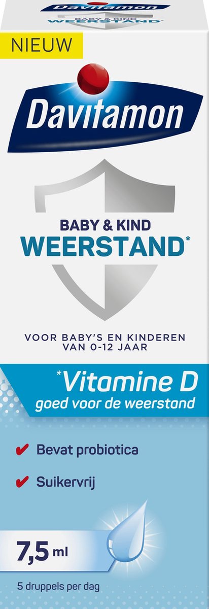 Davitamon Baby & Kind Weerstand met vitamine D3 en probiotica - voor baby’s en kinderen - probiotica baby - 7,5 ml