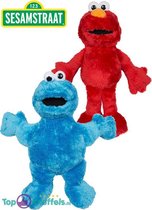 Sesamstraat Pluche Knuffel Set Elmo + Cookie Monster (30 cm) | Sesame Street Koekie Monster Peluche Plush Toy | Speelgoed knuffeldier knuffelpop voor kinderen