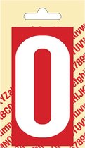 Pickup Plakcijfer kunststof 90 mm - rood met wit 0 Nobel mono bordje