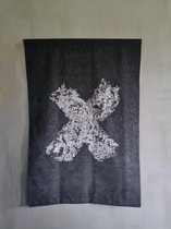 X (Kruis) - wandkleed - 90x130 cm - katoen - zwart wit