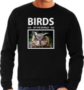 Dieren foto sweater Uil - zwart - heren - birds of the world - cadeau trui Uilen liefhebber S