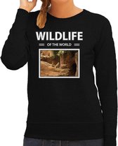 Dieren foto sweater Stokstaartje - zwart - dames - wildlife of the world - cadeau trui Stokstaartjes liefhebber S