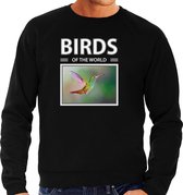 Dieren foto sweater Kolibrie - zwart - heren - birds of the world - cadeau trui vogel liefhebber S