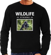 Dieren foto sweater Gorilla aap - zwart - heren - wildlife of the world - cadeau trui Gorillas liefhebber L