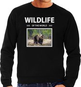 Dieren foto sweater Beer - zwart - heren - wildlife of the world - cadeau trui Beren liefhebber XL
