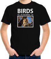 Dieren foto t-shirt Ransuil - zwart - kinderen - birds of the world - cadeau shirt uilen liefhebber XL (158-164)