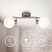 B.K.Licht - LED Plafondlamp - plafondspots met 2 lichtpunten - draaibar - met glazen kap - witte spotjes - woonkamer lamp - incl. lichtbronnen E14 - warm wit licht