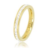 My Bendel - Ring met zirkonia steentjes - Goud - 3 mm - Damesring- goud- met zirkonia stenen - Met luxe cadeauverpakking