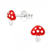 Oorbellen meisje | Zilveren kinderoorbellen | Zilveren oorstekers, paddenstoel