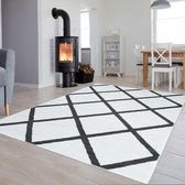 Tapiso Luxury Vloerkleed Wit Woonkamer Modern Abstract Tapijten Maat- 120x170