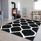 Tapiso Luxury Vloerkleed Zwart Wit Woonkamer Modern Tapijt Maat- 180x250