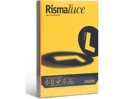 Favini® Rismaluce – 300 Vel A4 Gekleurd Papier – 80 g/m² – 8 Felle Kleuren – Multicolor – Voor Printen, Knutselen & Kantoor – Inkjet & Laser – FSC – Made in Italy